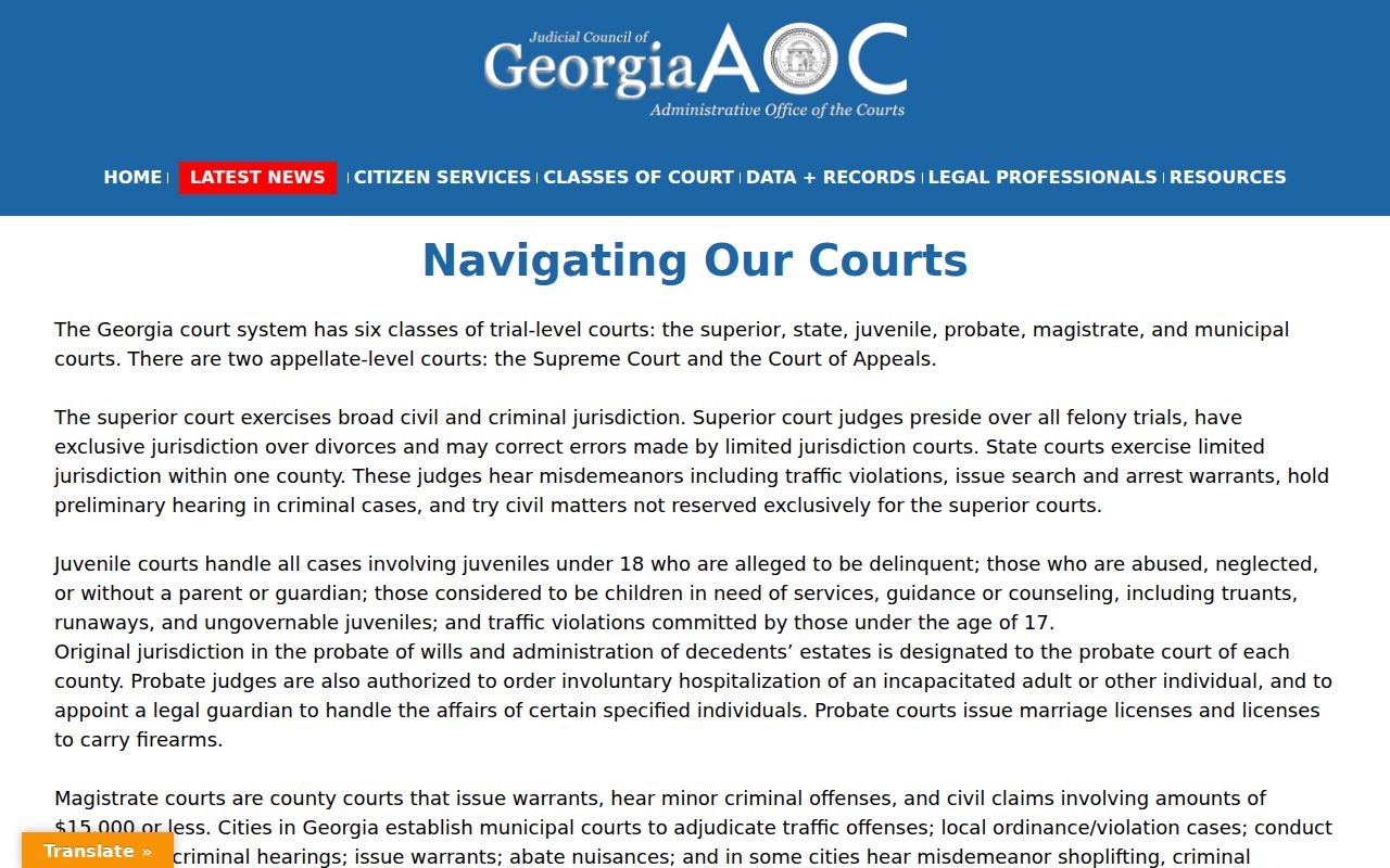Clinch County warrant search court-level map